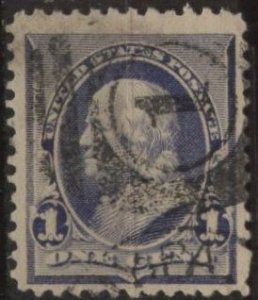 US 219 (used) 1¢ Benjamin Franklin, dull blue (1890)