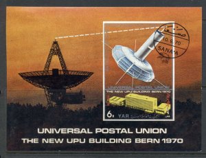 Yemen 1970 Mi#MS138 Inauguration of the New UPU HQ Berne, Postal History MS CTO