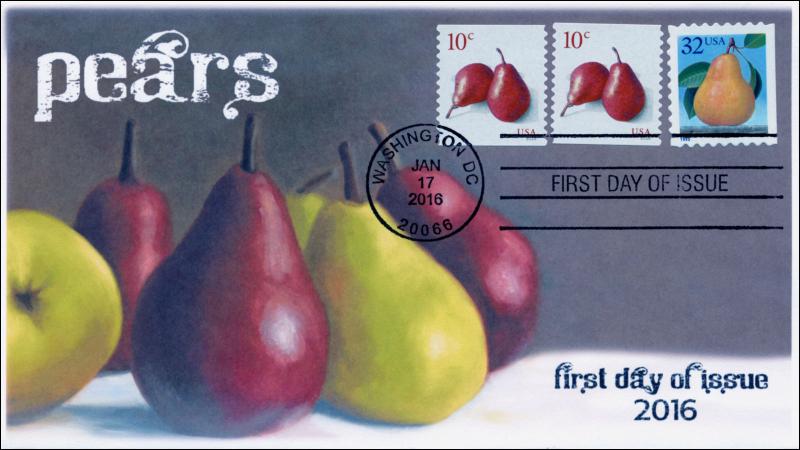 16-051, 2016, SC 5039, Red Pears, 10 cent, Washington DC, FDC, BW Cancel,