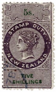 (I.B) New Zealand Revenue : Stamp Duty 5/- (1870)