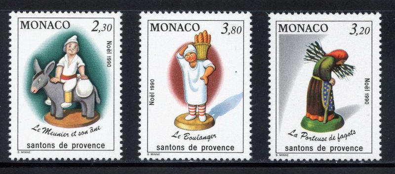 Monaco 1737-39 MNH, Christmas Set from 1990.