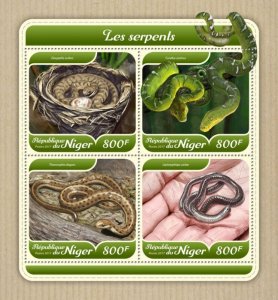 NIGER - 2017 - Snakes - Perf 4v Sheet - Mint Never Hinged