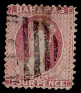 BAHAMAS QV SG41, 4d rose, USED. Cat £45.