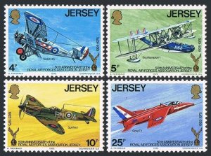 Jersey 133-136, MNH. Mi 127-130. Royal Air Force, 50th Ann.1975. Siskin 3A,Gnat,