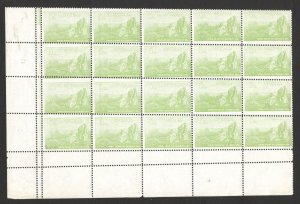 SERBIA - BLOCK OF 20 STAMPS, 5 para - KING PETAR - ERROR ON PERFORATION - 1915.