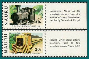 Nauru 1982 Phosphate Locomotives + tabs, MNH #253-254,SG268-SG269