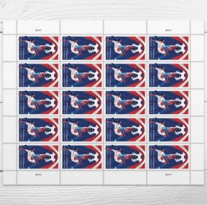 Women football  forever stamps  5 sheets of 20, 100 pcs