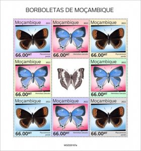 Mozambique - 2022 Mozambique Butterflies - 8 Stamp Sheet - MOZ220107a
