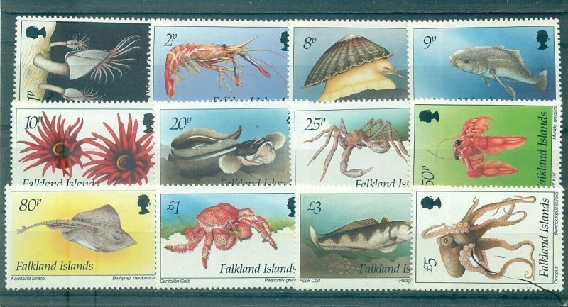 Falkland Is. - Sc# 598-609. 1994 Marine Life. MNH $52.20.