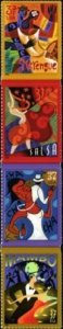 2005 37c Let's Dance, Latin Dances, Strip of 4 Scott 3939-42 Mint F/VF NH