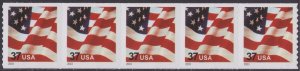 US 3632A Old Glory 37c coil strip 5 SSP MNH 2003