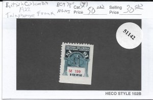 Canada: British Colombia: Telephone Tax Stamp, Van Damm #BCT78, MH (51142)