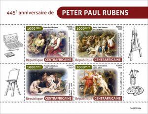 C A R - 2022 - Peter Paul Rubens - Perf 4v Sheet - Mint Never Hinged