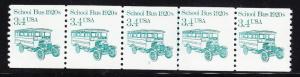 School Bus 1920's 3.4c Plate Number Strip of 5. Nr.-2 as a Line Pair.