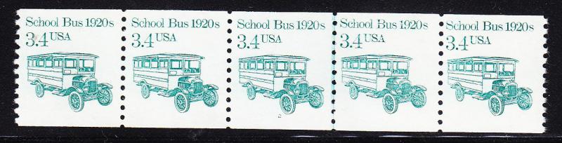 School Bus 1920's 3.4c Plate Number Strip of 5. Nr.-2 as a Line Pair.