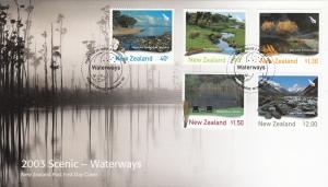 New Zealand 2003 FDC Scott #1880-#1884 Set of 5 Scenic Waterways