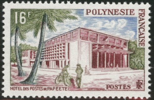 French Polynesia Scott 195 MH* Papeete Post Office 1960