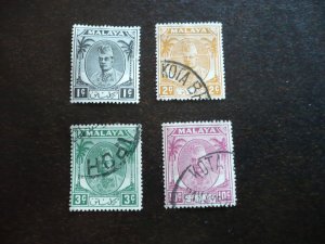 Stamps- Malaya Kelantan-Scott# 50-52, 56 - Used Part Set of 4 Stamps