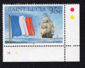 St. Lucia 1996-97 95c Flag & Ship, Scott 1055 MNH, value = $1.25