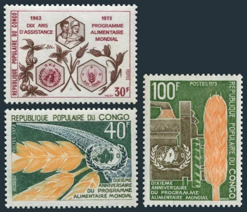 Congo PR 292-294.MNH.Michel 402-404. FAO,1973.World Food Program,Plants.