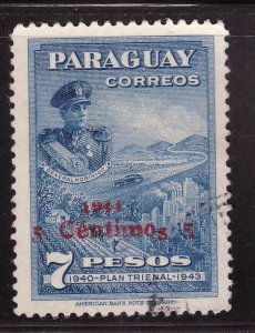 Paraguay Scott 404 Used surcharged stamp