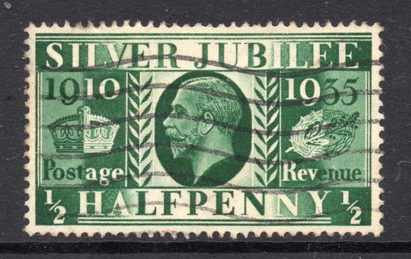 GB = 1935 1/2d Silver Jubilee issue. SG 453. Used. (02.09.17f)