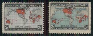 CANADA #85-6 2¢ Maps, #85 og NH gum skip, #86 og LH, VF, Scott $145.00