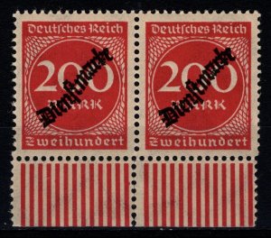 Germany 1923 Stamps Optd. ‘Dienstmarke’, 200m Marginal Pair [Mint]