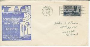 Schenectady NY 150th Anniv 1798-1948 Cachet by Dorp Stamp Club for Women