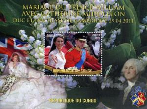 Congo 2011 Wedding Prince William & Kate s/s Perf.mnh.vf