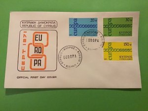 Cyprus First Day Cover Europa Cept 1971 Stamp Cover R43201