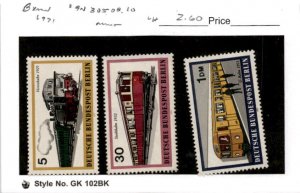 Germany - Berlin, Postage Stamp, #9N305, 308, 310 Mint NH, 1971 Train (AD)