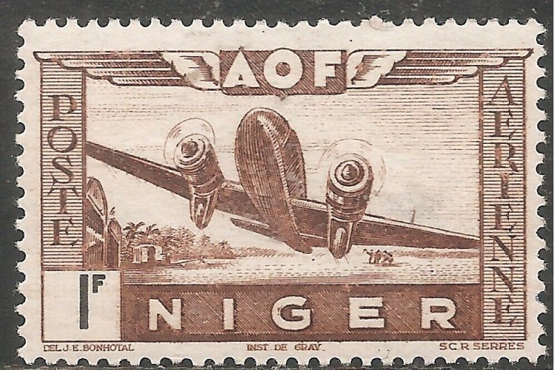 Niger Air Post Stamp - Scott #C7/CD88 1fr Brown & Black OG Mint/LH 1942