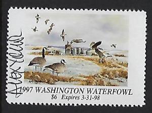 WA12  Catalog # Wa state duck Stamp Artist Signed Alex Young Canada Geese