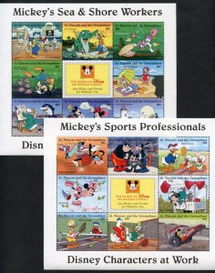 DISNEY SALE ST. VINCENT JOBS SET OF SIX SHEETS EACH OF 8 STAMPS + LABEL MINT NH