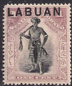 Labuan North Borneo 1897 - 01 QV 1ct Dull Claret MM SG 89 ( K226 )