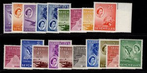 SEYCHELLES QEII SG174-188, 1954-61 complete set, LH MINT. Cat £80.