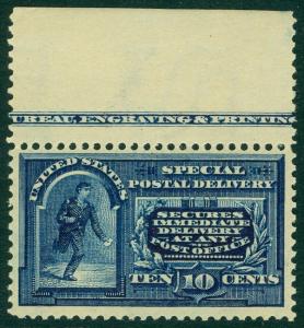 USA : 1895. Scott #E5 Striking Top margin sgl w/intense deep color Cert Cat $500