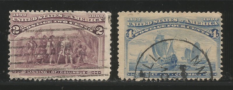 Lot # A115 Scott # 231 & # 233 2c & 4c Columbians