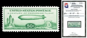 Scott C18 1933 50c Zeppelin Airmail Issue Mint Graded XF 90J NH with PSE CERT