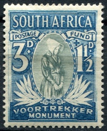 South Africa Sc#B4a MH/Unused, 3p+1½p dp blue & gray, Voortrekker Memorial F...