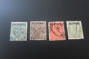 Burma 1937 Sc 2,4,5,9 FU