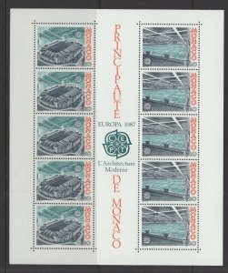 Monaco #1564a  (1987 Europa Stadium sheet of 10) VFMNH CV $25.00