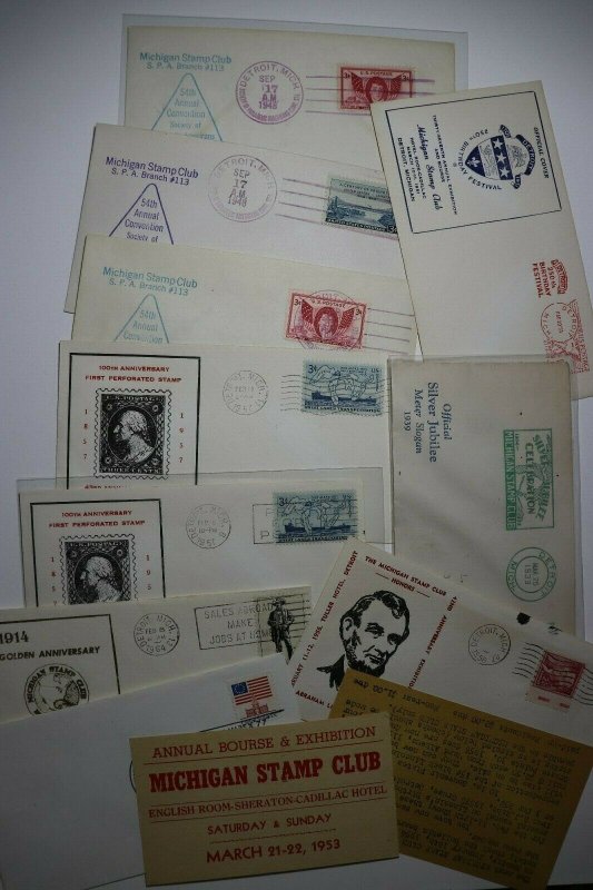 Detroit MI Stamps Shows Convention & Exhibit Set of 20 Philatelic Expo Cachets 