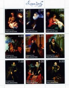 Tajikistan 1999 VAN DYCK Flemish Artist Sheet (9) perforated Mint (NH)