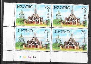 Lesotho #317  75s  University Cahapel,Roma margin block of 4 (MNH) CV $1.00