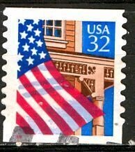 USA; 1996: Sc. # 2915A:  Used Red 1996 Perf. 9,8 Vert. Single Stamp