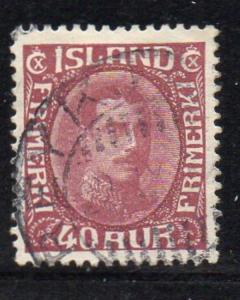 Iceland Sc 123 1920 40 aur claret Christian X stamp used