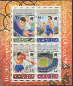 Samoa #721-724a, Complete Set(5), 1988, Olympics, Never Hinged