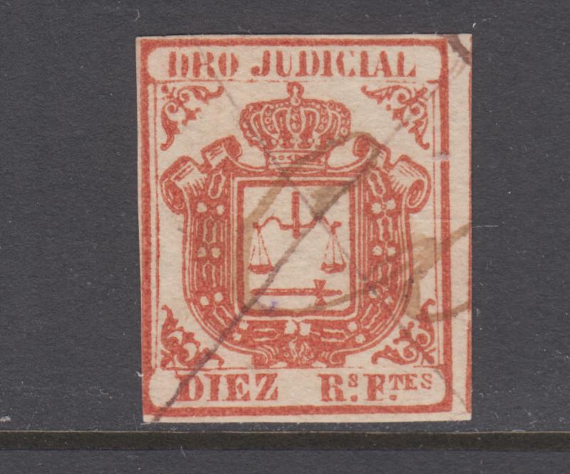 Cuba Jo AA22a used. 1862 10r vermillion DERECHO JUDICIAL fiscal, sound.